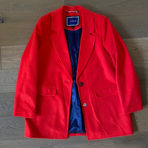 J. Crew Blazer Coat Italian Wool Cashmere Blend Like New Large Red - Picture 8 of 15